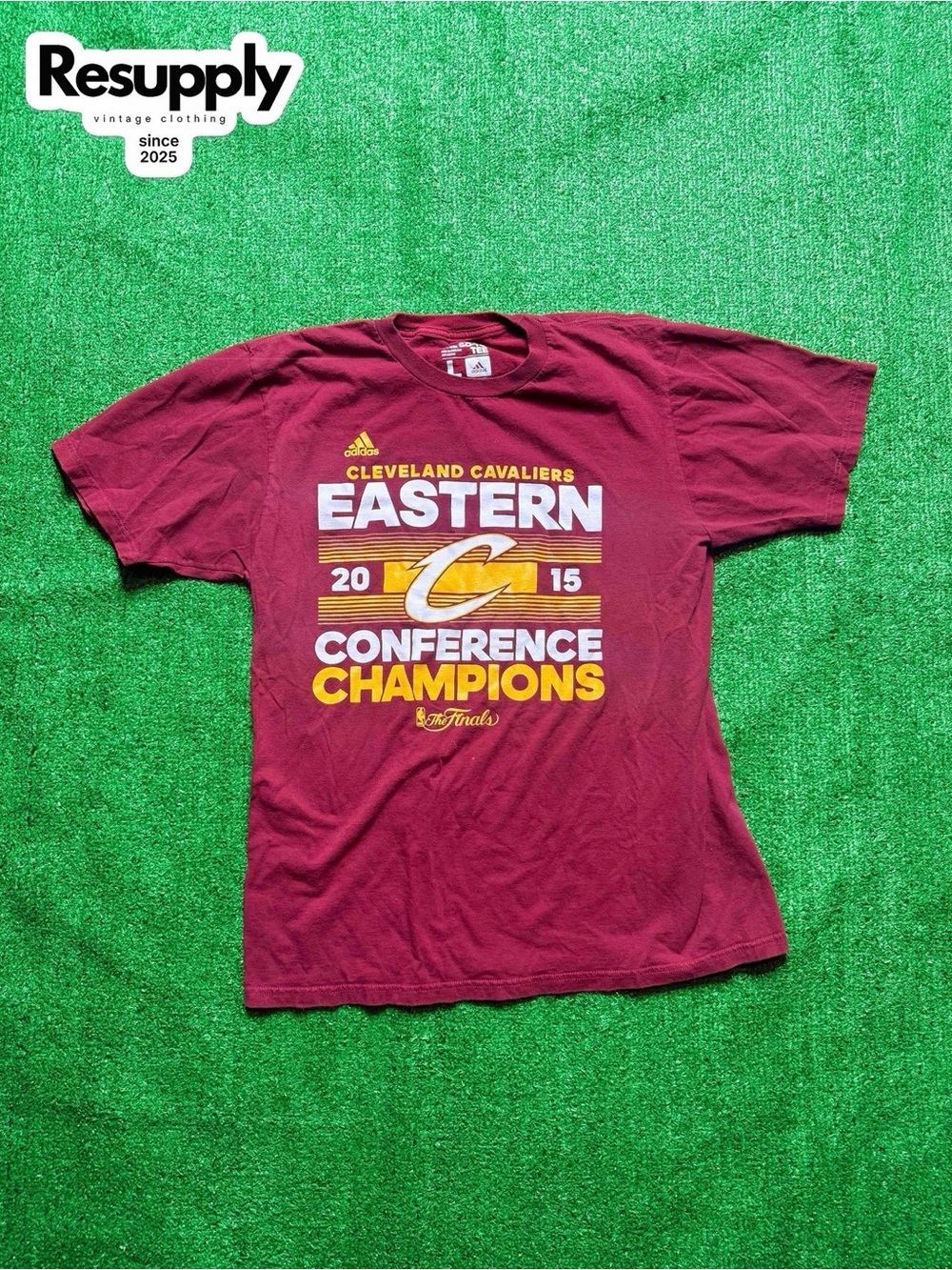 adidas Burgundy and White 'The Go-To Tee' Crewneck Graphic Tee
